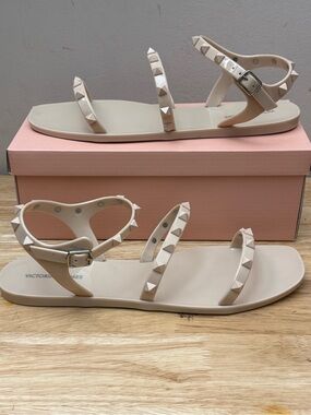 Rivet Stud Jelly Sandals Nude Size 10 Victoria Adames